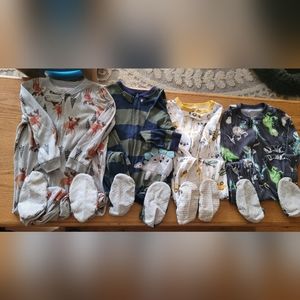 Lot of Boys cotton footed pajamas 4T